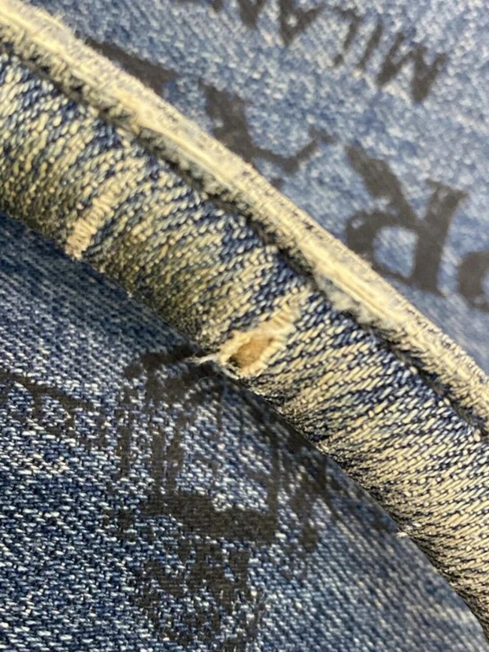 PRADA Canapa Navy Denim Tote Bag - Picture 10 of 12